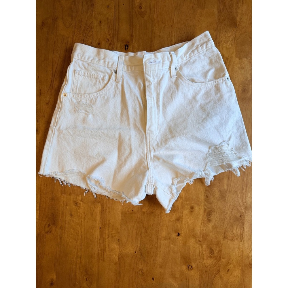 Levi's White High Waisted Distressed Denim Cut Off Shorts Women Size 30